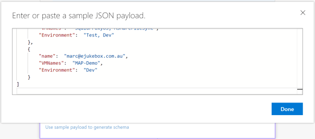 20181103 JSON payload schema